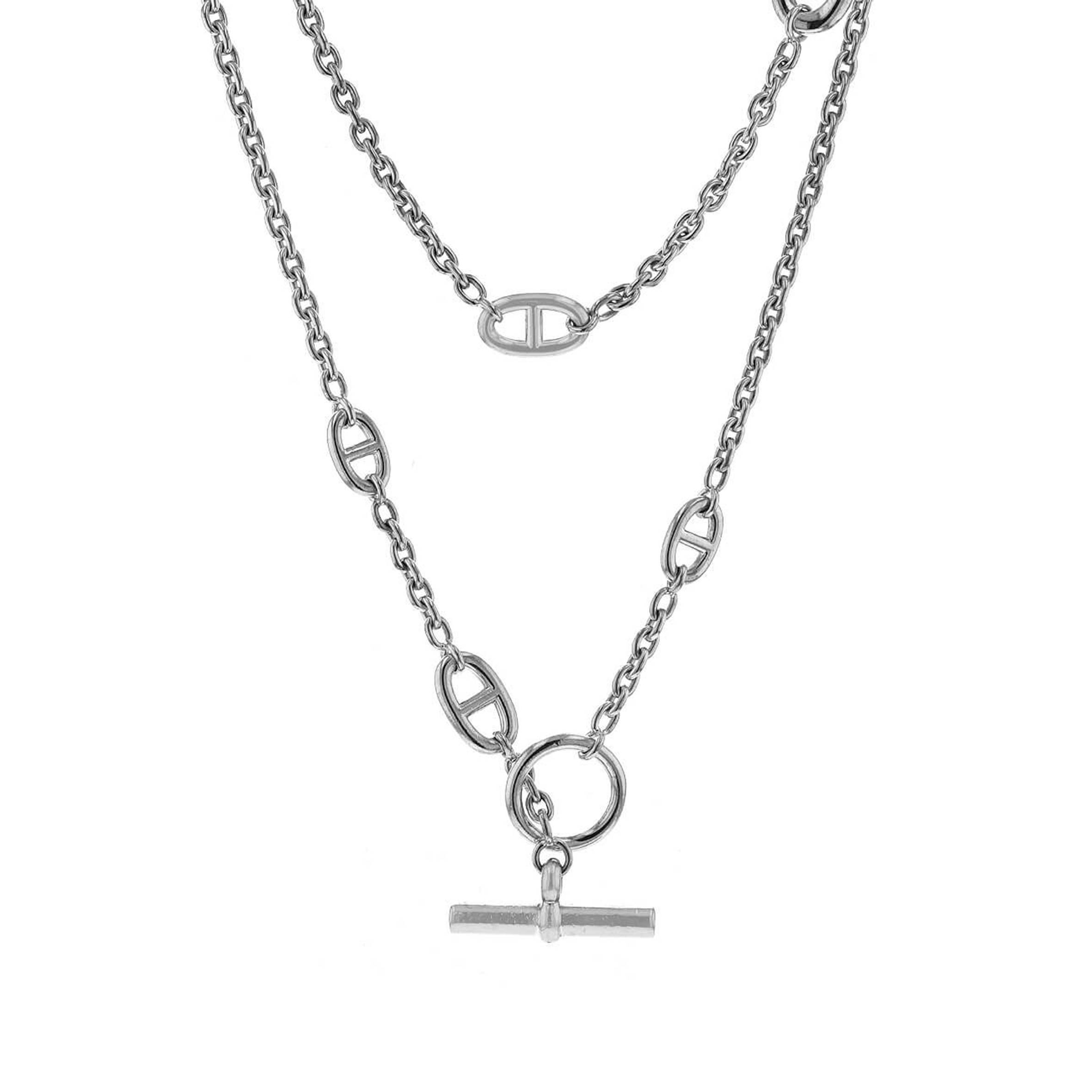H**mes farandole silver long necklace h104568b 00